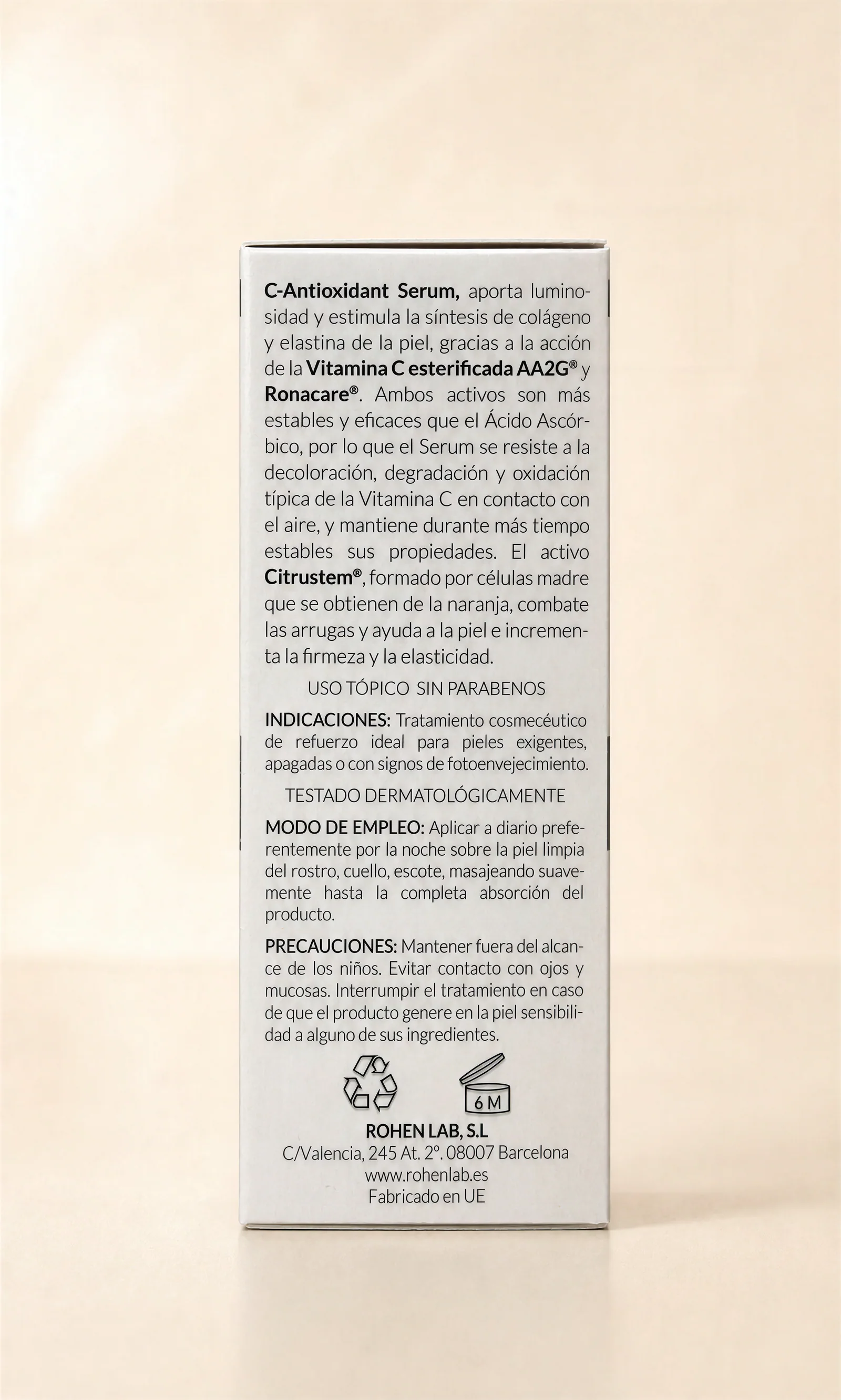 Información real del envase